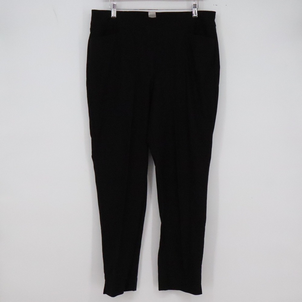 Chico's Pants Womens 12R 2R Pull-on Trousers Black Stretch Career Excellent